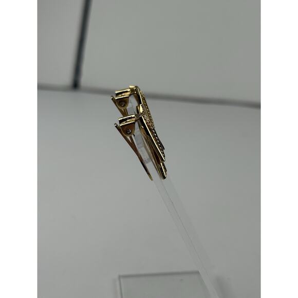 Christian Dior Vintage Gold Tone Clip On Earrings Abstract Fan - Picture 7 of 9